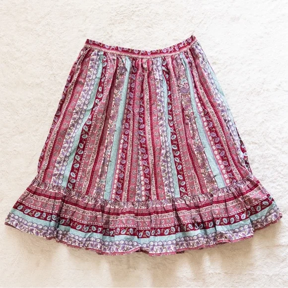 Bohemian Multicolor Midi Skirt Handmade Vintage - Picture 6 of 7